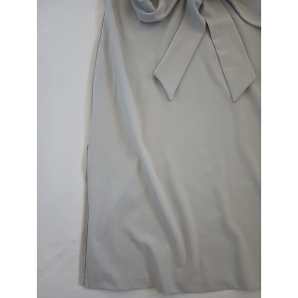 Alexia Admor Ricki Midi Dress Size L Gray Tie Dolman Sleeve Side Slits Scuba - Picture 10 of 16
